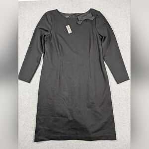 Talbots Women Dress Size 12 NWT Elegant Black Dress with Bow Detail‎ Aline